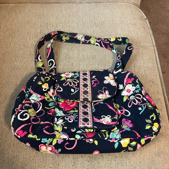 Vera Bradley Handbags - Vera Bradley dark blue purse with pink and orange flowers